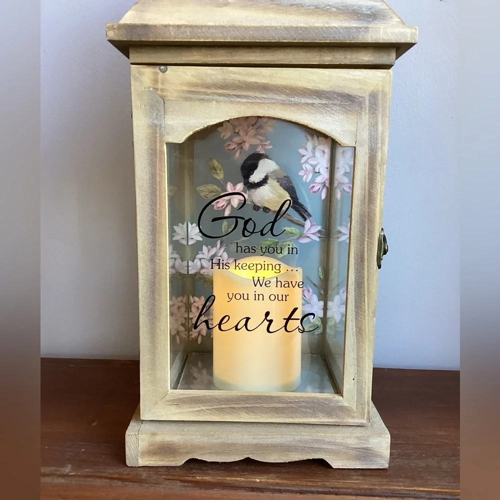 Wooden Lantern with glass panels & door